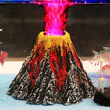 

For Aquatic Pet Fish Tank Volcano Ornament Aquarium Decor Home Easy Install Synthetic Resin Landscape Increase Oxygen Practical