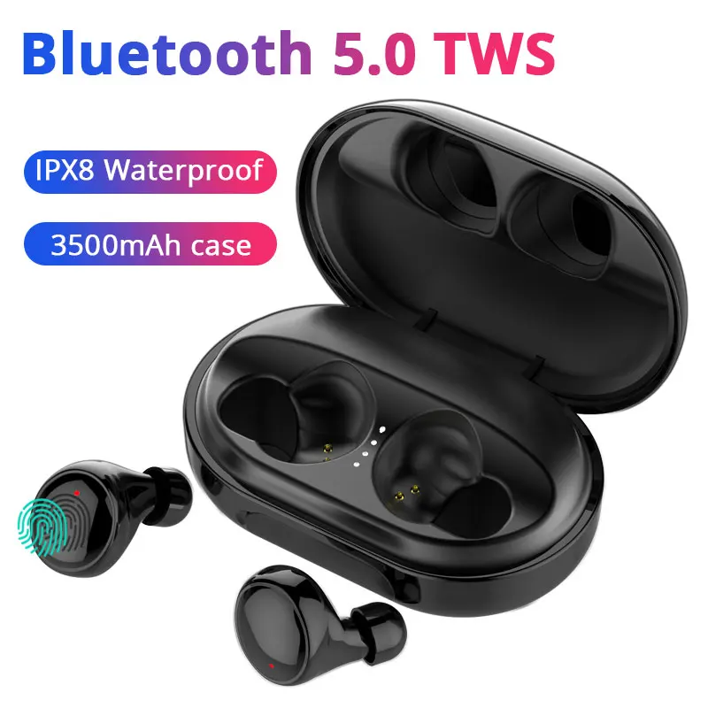 

HiFi Bluetooth Earphone IPX8 Waterproof TWS Bluetooth 5.0 Headset 3500mA Charging Case For iPhone X 7 8 6s Huawei Xiaomi mi 9t