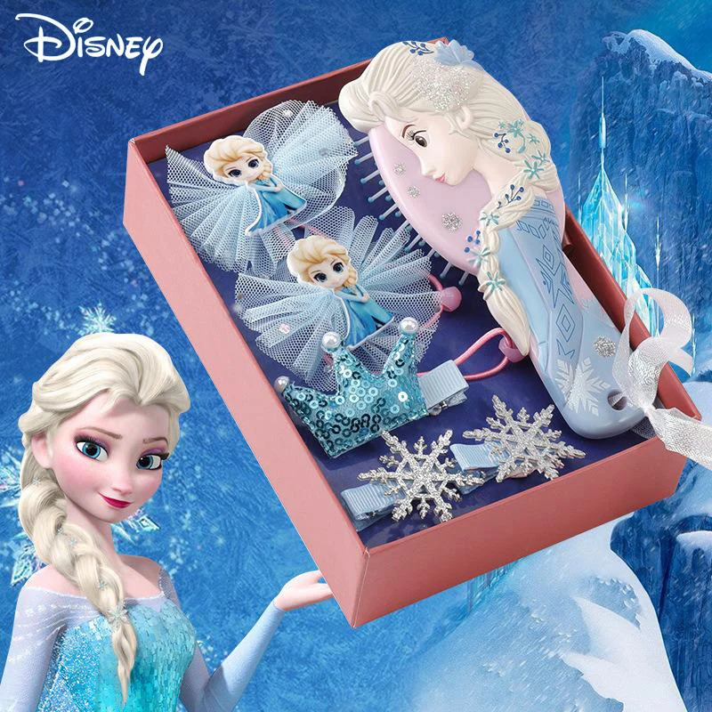 

Disney Frozen Elsa Princess Comb Bow Hairpin Set Headwear Pretend Toy Korean Rubber Band Exquisite Decorations Gift For Girls