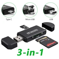 Otg 3 em 1 sd tf flash drive cartão de alta velocidade memeory 3.0 cardreader para samsung huawei adaptador tipo c micro usb 2.0 leitor cartão