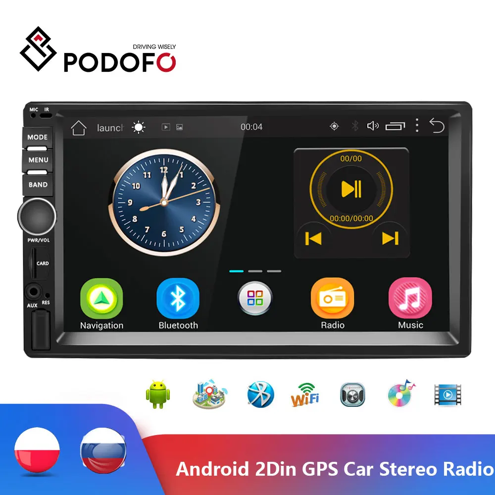 Автомагнитола Podofo мультимедийный плеер на Android с 7 &quotсенсорным экраном GPS Wi Fi