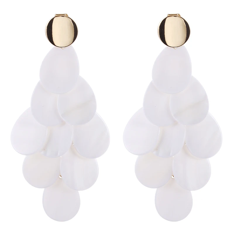 2019 New FASHION Shell Leaves Tassel Clip Earrings Without Piercing for Women Gilrs Ladies Statement Jewelry