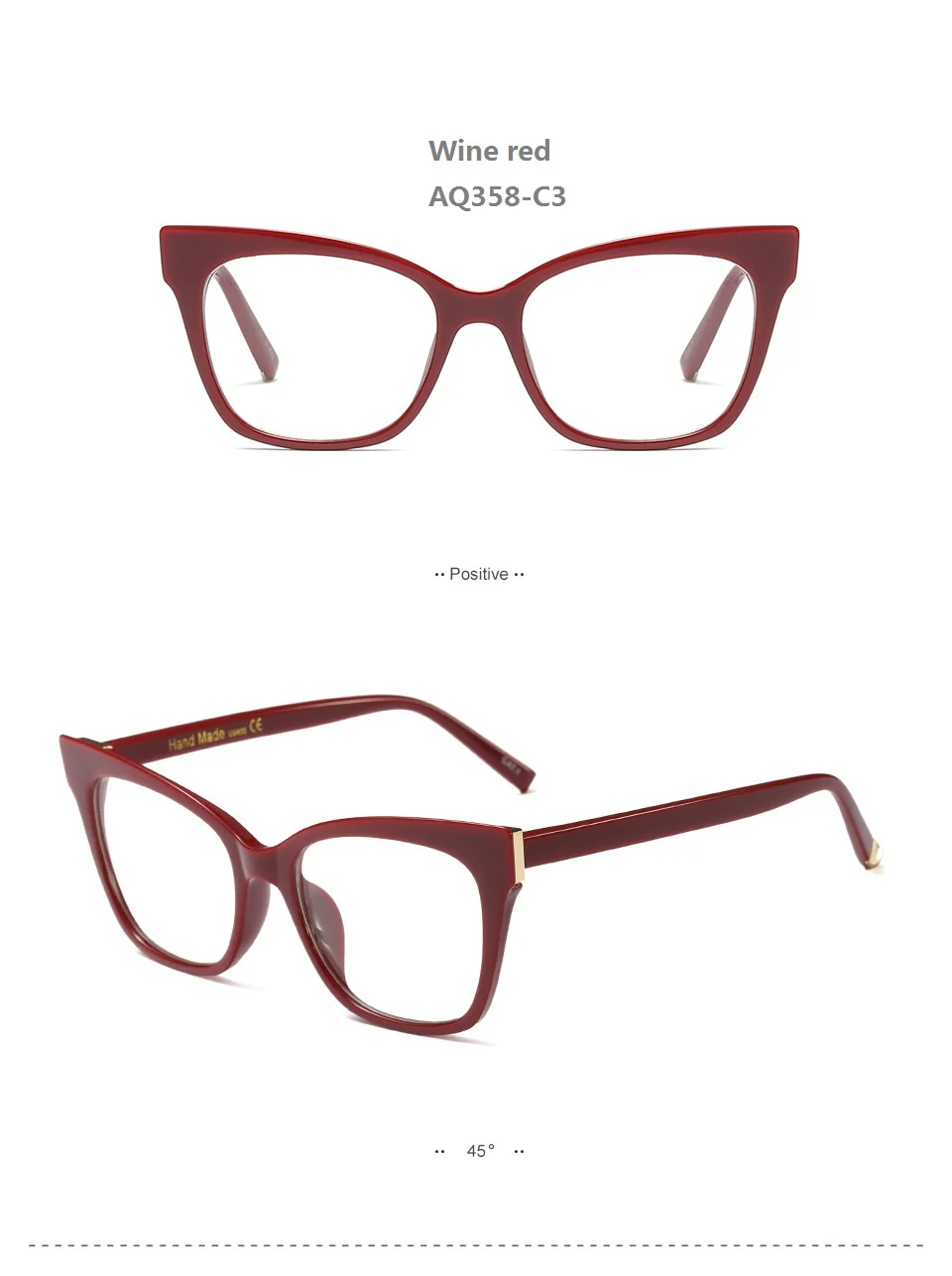 Women Fashion Concise Oversized Frame Cat Eye Light Cosy Reading Glasses Presbyopia 0.5 1.0 1.5 2.0 2.5 3.0 3.5 4.0 Diopter - Цвет оправы: AQ358-C3