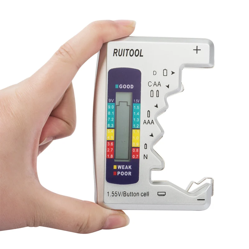 Цифровой тестер емкости аккумуляторов 9 В мини анализатор 1 55 в кнопочных