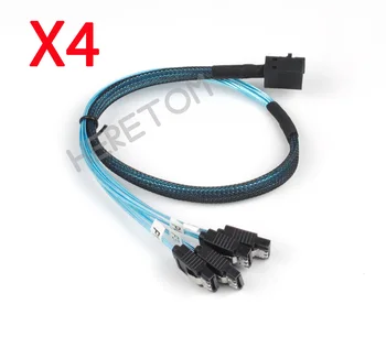 

4Pcs Internal 12Gbps HD Mini SAS SFF-8643 to 4 x SATA 7Pin Disk Cable HD Mini-SAS Target/Backplane Data RAID Cable 100CM