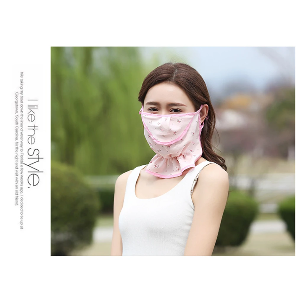С принтом Солнцезащитная летняя маска для лица на открытом воздухе практичная маска для рта против пыли для верховой езды легкий шелк льда
