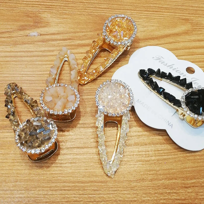 

1Psc Crystal Hairclip Temperament Bangs Clip Round Rhinestone Duckbill Barrette Decoration Headdress Styling Accessories