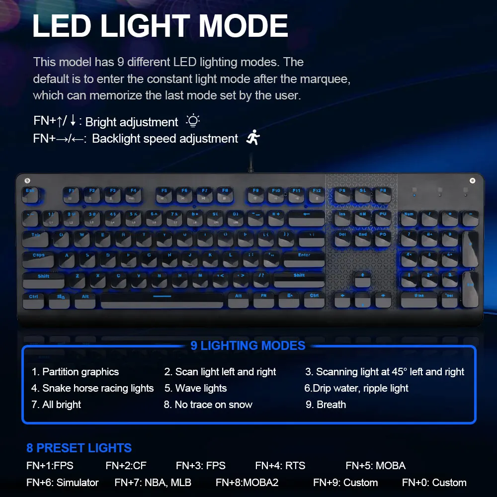 E-YOOSO K600  crytalキーキャップusbメカニカルゲーミングキーボードブルースイッチ104キーバックライトゲーマーキーボードコンピュータpcロシア米国 -  AliExpress