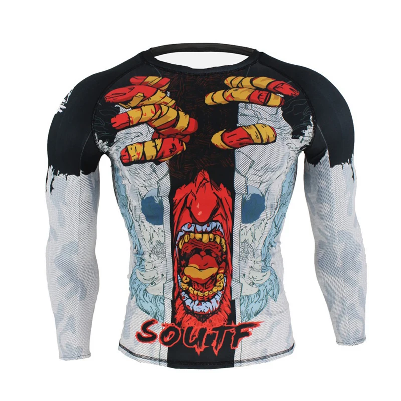 

Men Grappling Tops Shirt Fight Leggings Kick Boxing Fitness Tights Sweatshirt Mma Bjj Training Jerseys Muay Thai Boxe Sport Suit