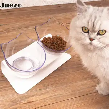 

Cat Double Bowl Pet Food Elevated Bowls Transparent Cat Dog Water Drinker Feeder with Non-Slip Stand for Puppy Kitten Supplies