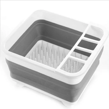 

Collapsible Drying Dish Rack Silicone Collapsible Kitchen Drain Bowl Rack Cup Holder