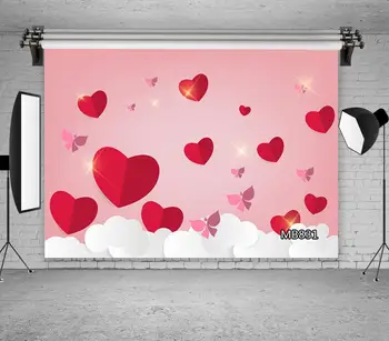 

Red Love Heart Butterfly Pink Photographic Backgrounds Romantic Lovers Baby Portrait Photography Backdrops For Photo Studio