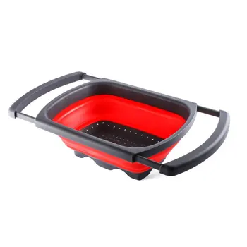 

Rectangular Folding Drain Basket Household Telescopic Storage Fruit Basin Fruit Vegetable Filtering Washing Artifact