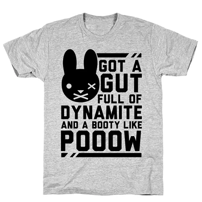 Футболка с надписью Got a Gut Full of Dynamite and Booty Like POOOW футболки borderland Geek|Футболки| |