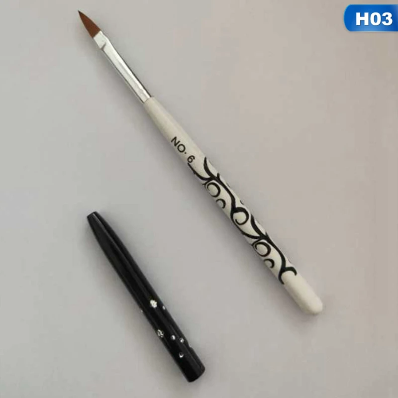 Новая профессиональная белая печать Dotting Dot Рисование кисти для ногтей резьба цветок кристалл свет терапия Ручка Маникюр Инструмент - Цвет: H03