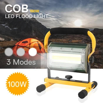 

100W 60 LED Portable Rechargeable Work Flood Light Spot Emergency Outdoor Camping Floodlights