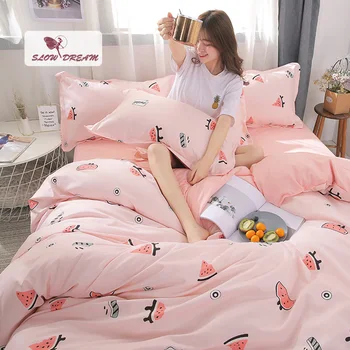 

SlowDream Fashion Bedding Set Watermelon Duvet Cover Flat Sheet Double Bedspread Nordic Decoration Girl Bedding Cover Comfortabl