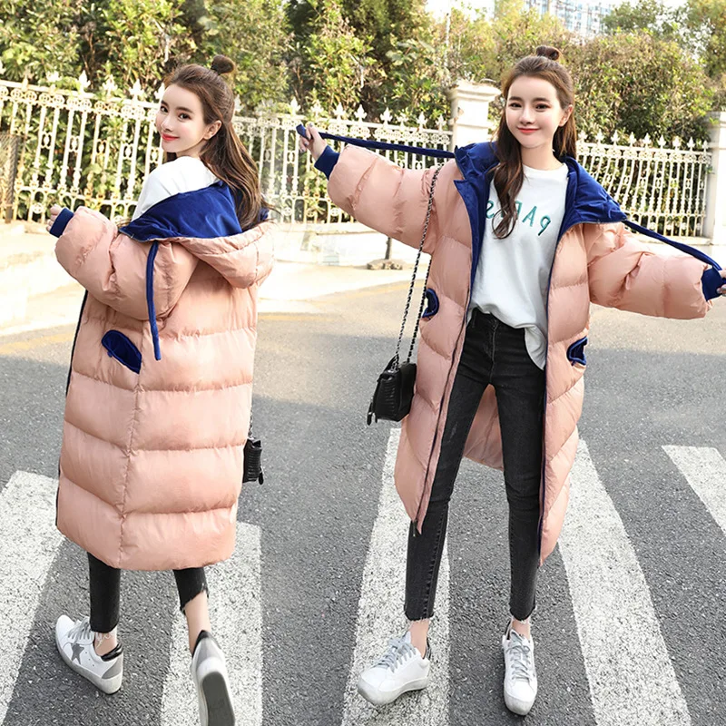 

Cotton-padded Clothes Women's Mid-length 2018 Winter New Style Korean-style Coat Loose-Fit Slimming over-the-Knee down Jacket Co