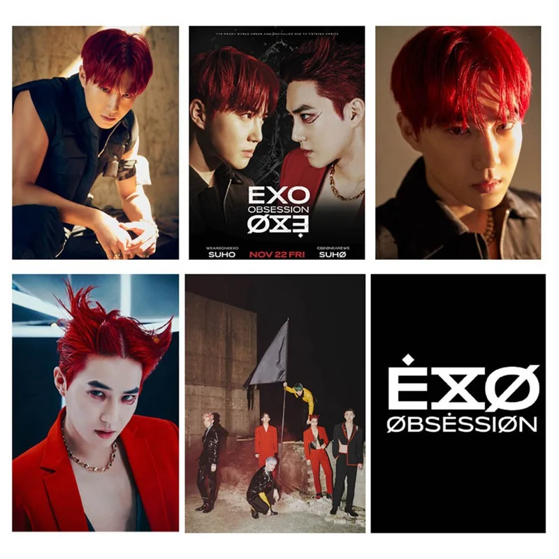 29 шт./компл. KPOP EXO 6 го альбома OBSESSION фото карта кристалла стикер ЛОМО звезда