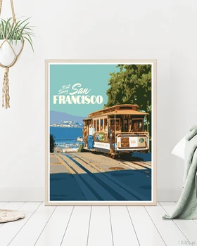 

San Francisco,San Francisco Travel Poster,San Francisco California Travel Print,Canvas Poster,Art Poster Canvas No Frame