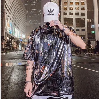 

t-shirt 2020 summer new men's tops short sleeve loose net red half tide Hot streetwear Free shipping Golden black