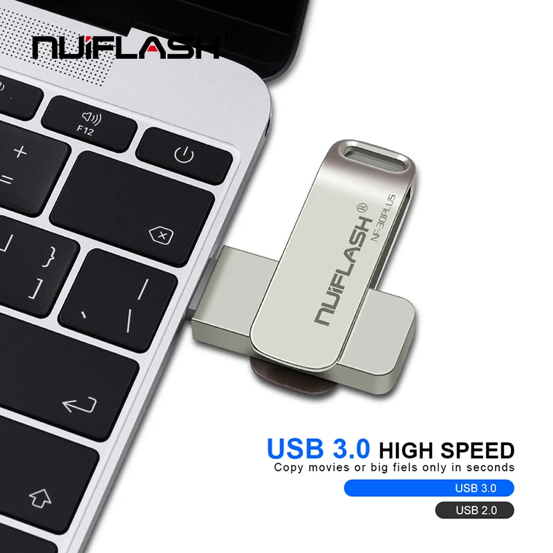 Водонепроницаемая металлическая карта памяти usb 3,0, 16 ГБ, usb флеш-накопитель, 32 ГБ, 64 ГБ, Вращающаяся ручка-накопитель, 128 ГБ, флешка с бесплатной доставкой