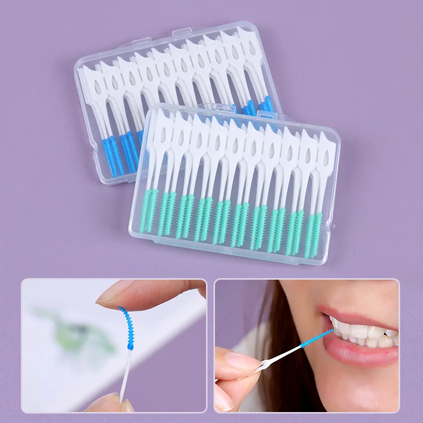 40PCS/Box Silicone Interdental Brushes Super Soft Dental Cleaning Brush