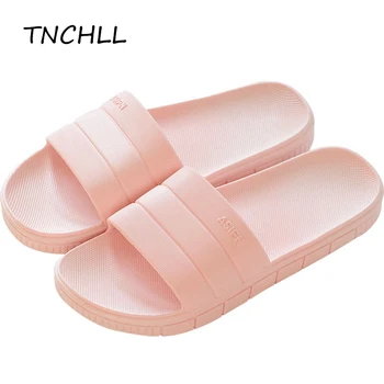 

New Summe Casual Women Slipper Flat Heel Soild Color Thick Bottom Men Shoes Home Bathroom Indoor Soft Light Slippers NSE7417
