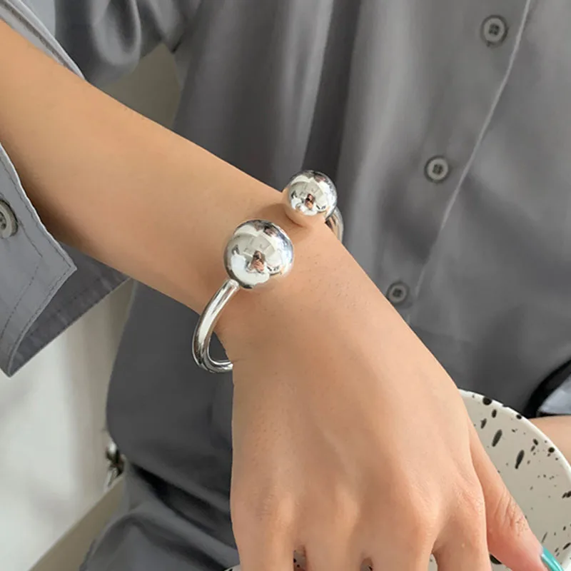 Bangle Bracelet Foxanry Minimalist Stamp Bracelet Trendy Elegant Charm Glossy Ball Jewelry Birthday Gifts Party Accessories
