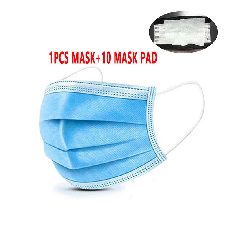 

11pcs Anti-pollution 3-layer mask disposable mask anti-bacterial flu filter elastic fast delivery face protection safety mask