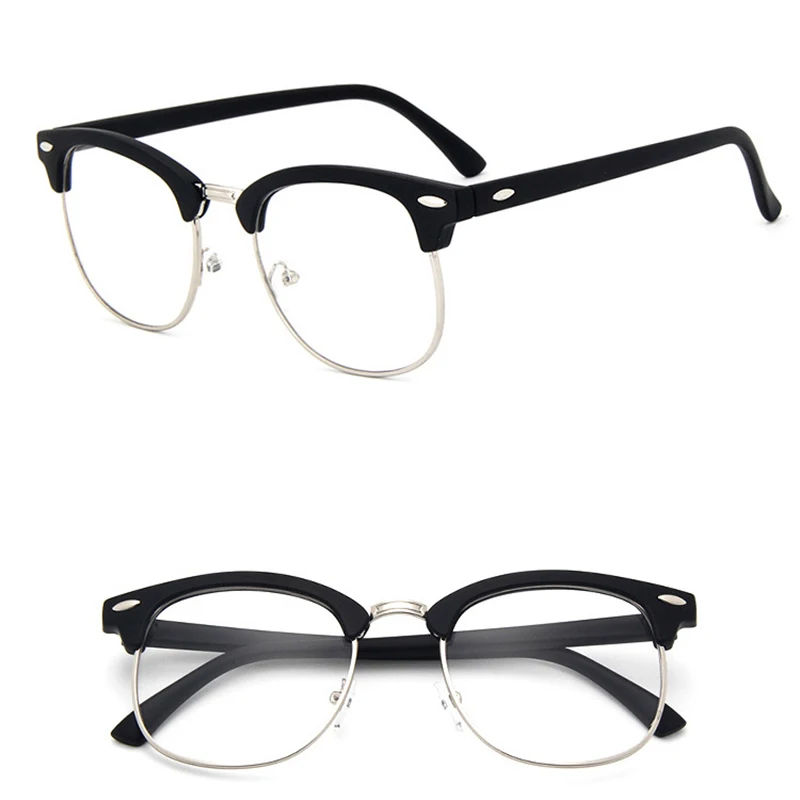 Ретро очки Zero, оправа для женщин и мужчин, винтажные поддельные компьютерные оптические очки с гвоздями, прозрачные зеркальные линзы, очки