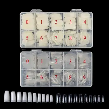 

French Nail Tips Acrylic Nails 1000pcs Artificial Flake Nails Half Cover Tips & Box (Clear+natural)