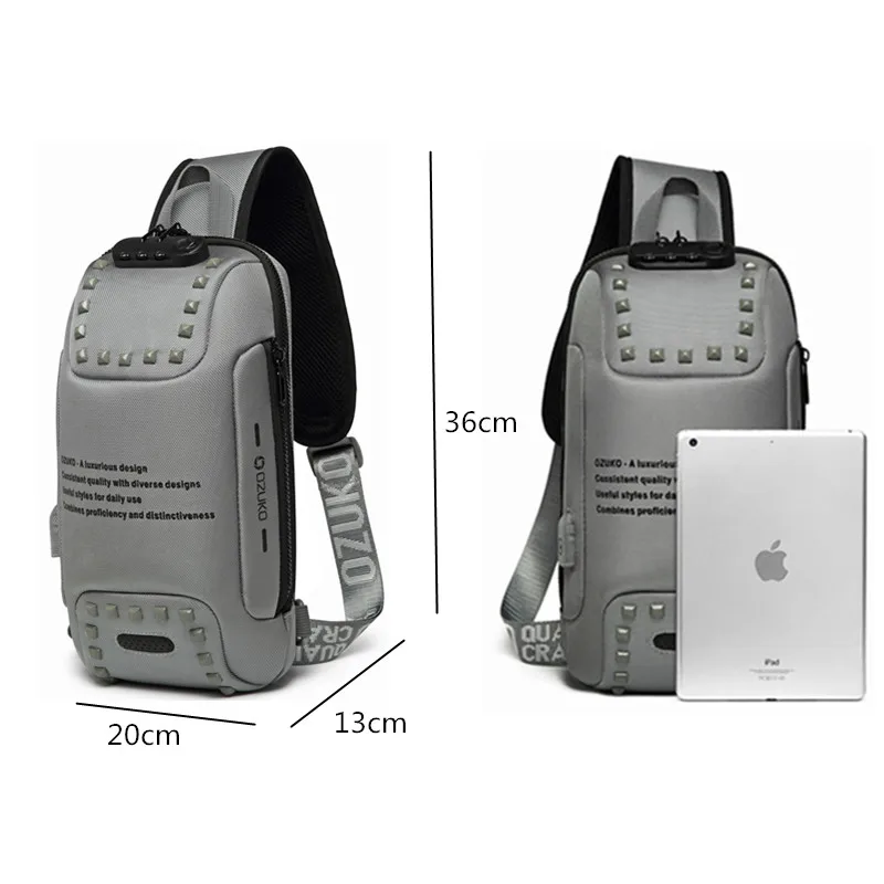 OZUKO нагрудная сумка, водонепроницаемая, с защитой от кражи, дизайнерская мужская сумка на плечо, мужские сумки через плечо, сумка-слинг для путешествий, подходит для iPad 9,7 дюймов, Новинка