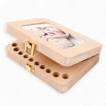 

Wooden Photo Frame Fetal Hair Deciduous Tooth Organizer Milk Teeth Storage Box Newborn Baby Souvenirs Gift