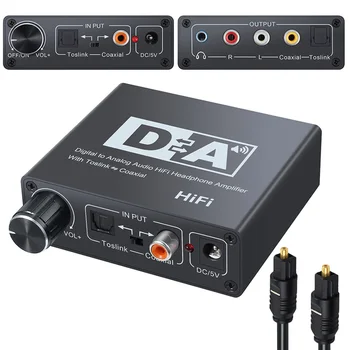 

Digital to Analog Audio Converter HiFi 3.5mm Headphone Amplifier Toslink Optical Coaxial Output 192kHz/24bit