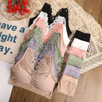 

Girl Sweet Lace Bra Suit Ice Silk Breathable Sports Underwear Summer Bra Set Women Two-piece Suit