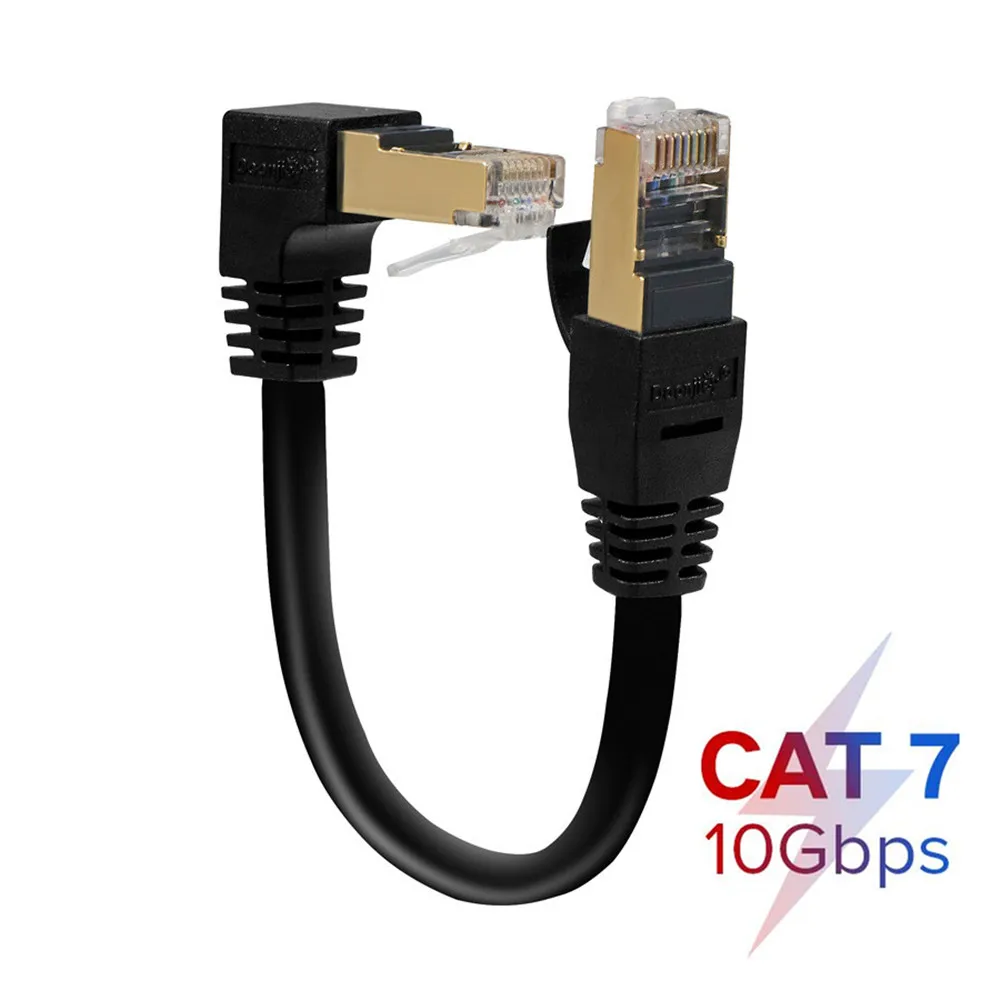 Cat7 Ethernet кабель RJ45 SFTP соединительный 90 градусов под прямым углом для компьютерных