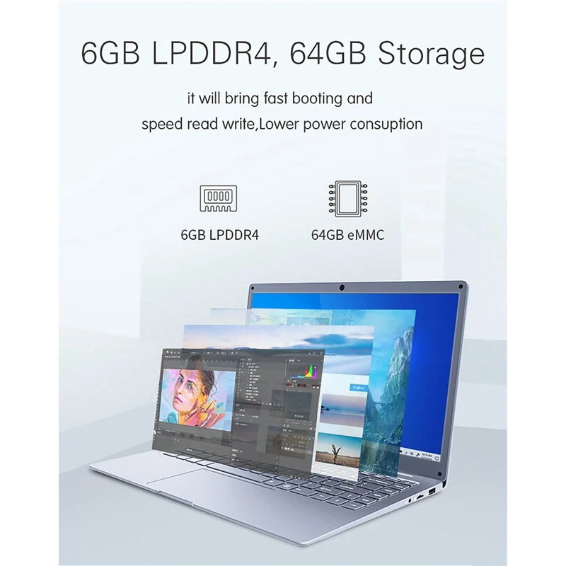 Ультратонкий ноутбук Jumper EZbook S5 14 0 дюйма Apollo N3350 6 ГБ DDR4L + 64 Гб eMMC Windows 10 1920*1080