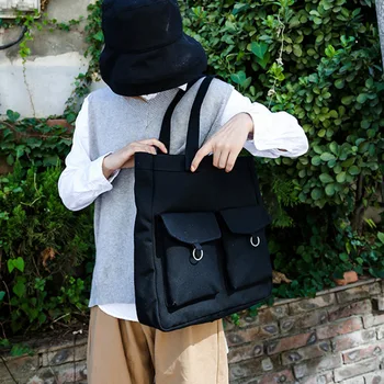 

New Women Bag Canvas Shoulder Bag Ladies Casual Tote Female Handbag Folding Korean Style Literary Shopping Bags Purse For Women