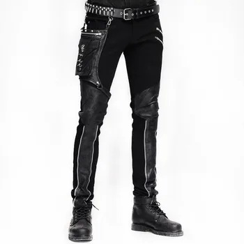 

Devil Fashion Men Punk Style Winter Long Jean Pants High Waist Tights Slim Streetwear Handsome Trousers