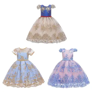 

Kids Girls Short Sleeve Cutout Backless Floral Lace Applique Pageant Dress Gown 40JF