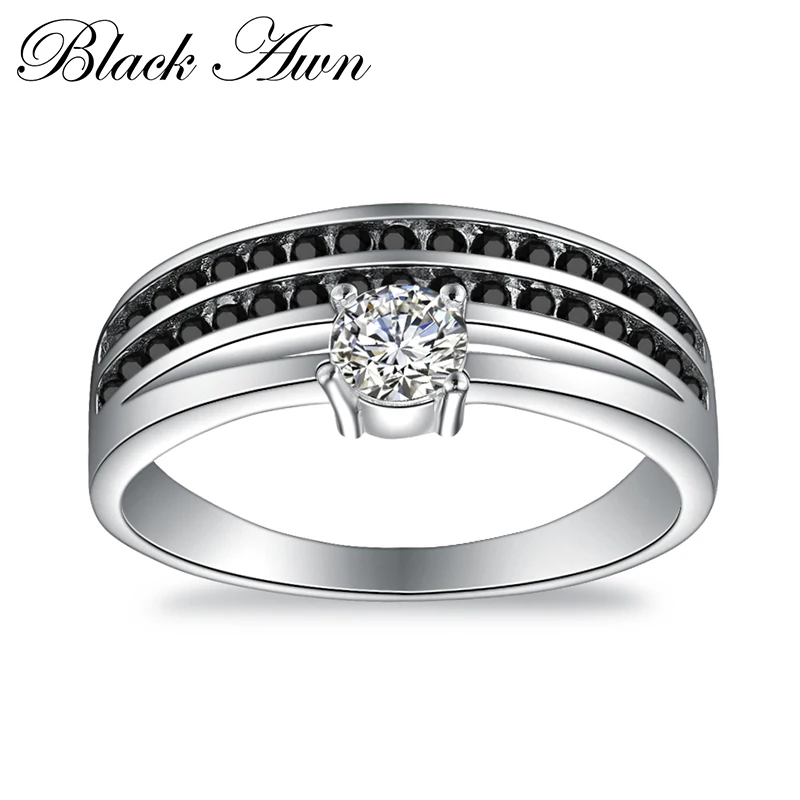 

[BLACK AWN] 925 Sterling Silver Party Rings for Women Silver 925 Jewelry C390