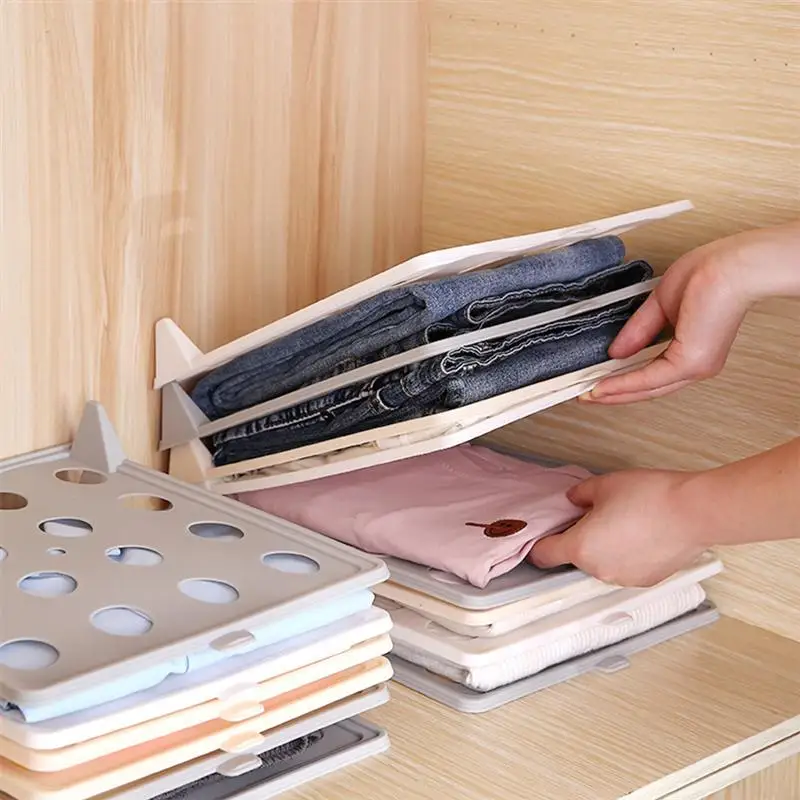 

Shirts Sweaters Organizer Stackable Tray Save Time Clothes Folding Board (Grey)