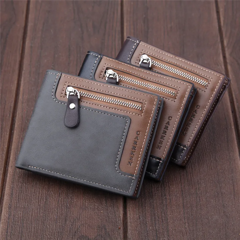 3 цвета мужской кожаный бумажник ID кредитный держатель для карт клатч двойной карман на молнии портмоне