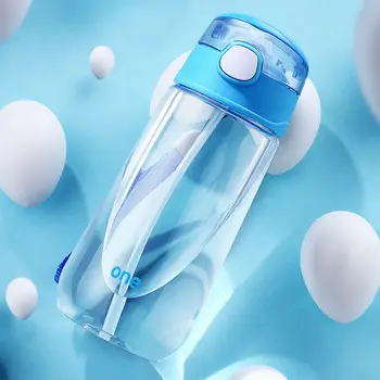 

500ml Kids Children Water Bottle With Straw School Nursery Holiday Party Sport Water Bottle Portable Brief With Rope Bottle