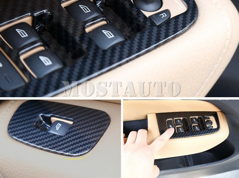 ABS Carbon Fiber Interior Window Lift Cover Trim For Volvo XC60 Second generation 2018-2021 4pcs Car Accessories | Автомобили и