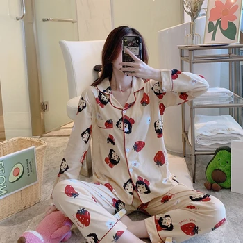 

Cotton Sleepwear Women Pajamas Set Spring Autumn women's Nightwear Pijamas Home Suit New Pyjama Femme