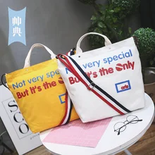 Стиль, женская сумка, художественная и художественная печать, с буквенным принтом, парусиновая сумка через плечо, большая емкость, на молнии, на одно плечо