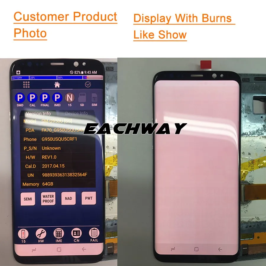Супер AMOLED работа S8 ЖК-экран для Samsung S8 S8 Plus G950 G955 ЖК-дисплей сенсорный экран дигитайзер сборка с ожога тени