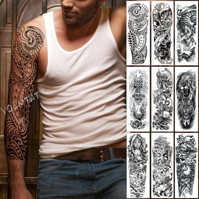 Kotbs 6 SheetsTribal Lion Forest Full Arm Temporary Tattoo Sleeves for  Women Adults Indian Warrior Military Gun Full Sleeve Tattoo for Men  Waterproof Fake Tattoos  Amazonin Beauty